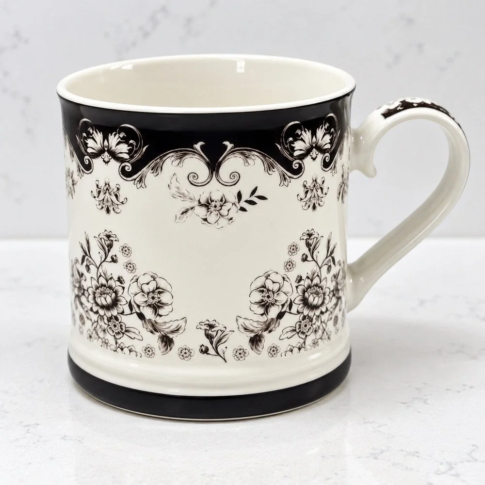 Brown Floral Toile Mug Cup Fall Thanksgiving 4